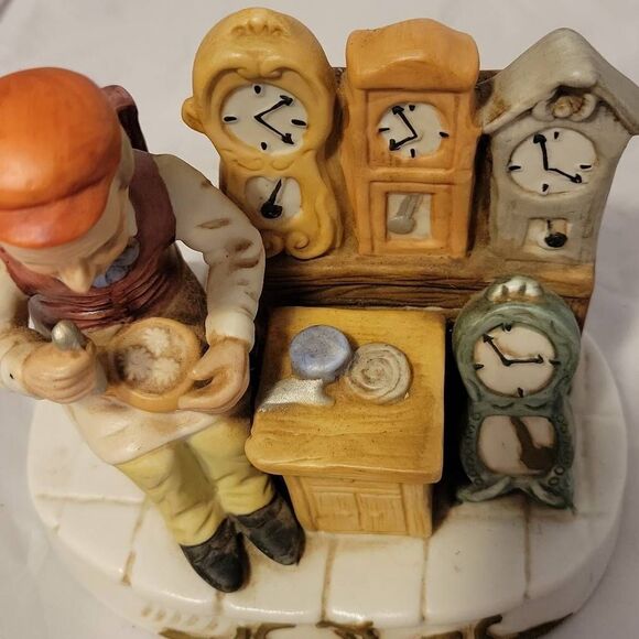 VTG Watchmaker Watch Hallmark Horologist Porcelain Charming Hand Painted Figure - Picture 5 of 13